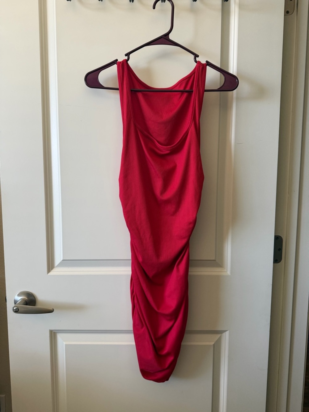 Red Sleeveless Draped Bodycon Dress - Women